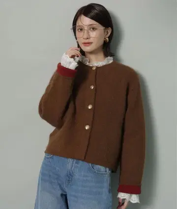 Arpege story 골드 버튼 FUR 니트 자켓