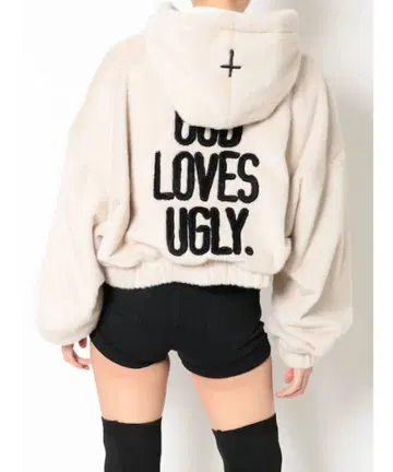 GYDA GOD LOVES UGLY 에코 퍼 숏 후디