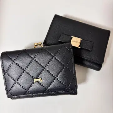 블랙 퀼팅 3단 폴더형 지갑