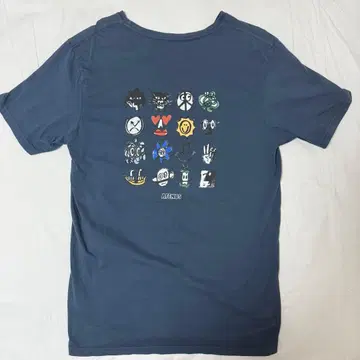 Afends 백 프린트 T셔츠 네이비 귀여운 아이콘 디자인 L