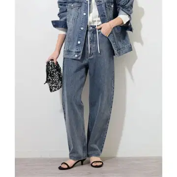 다크 블루 하이웨스트 와이드 레그 데님