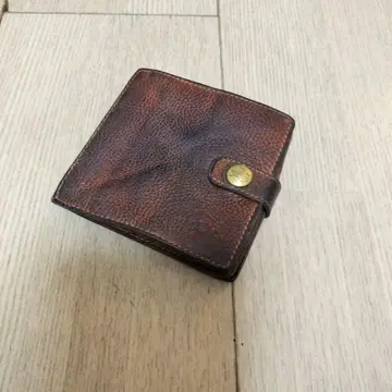 브라운 가죽 접이식 지갑