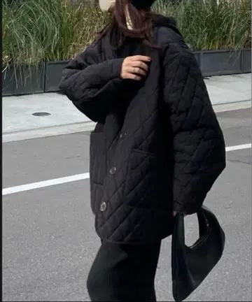 [ FASHIRU ] V넥 퀼팅 블루종 코트 아우터