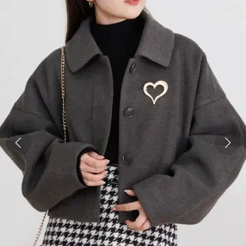 chico 브로치 포함 울 숏 기장 코트