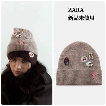 완판템 ZARA 패치 니트 비니 모자 택 포함 새상품 샌드