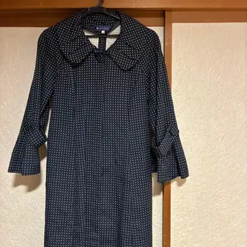 MIS GRACY 네이비 도트 무늬 코트 40