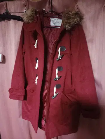 칩 클립 빨간색 더플 코트 퍼 포함 통학, 출퇴근 스테디셀러