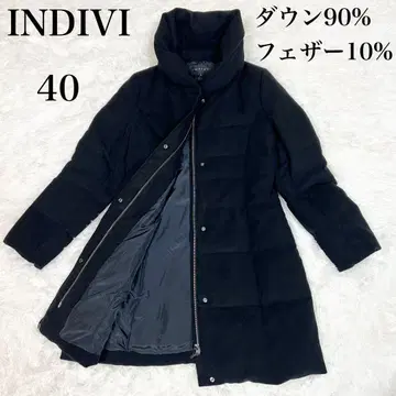 새상품급 인디비 다운 코트 롱 기장 A라인 숄카라 블랙 L