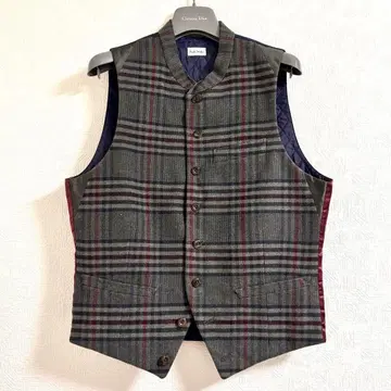 새상품급 폴스미스 체크 무늬 지레 베스트 M 실크 큐프라 사용 레어