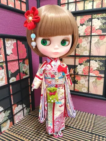 [몽인옥 오복점] 브라이스 기모노 후리소데 한 알 꽃의 기모노 7점 세트