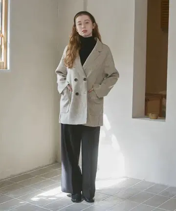 Bab 울 라이크 테일러드 더블 자켓 바브