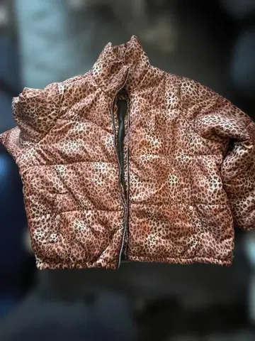 레오파드 무늬 다운 자켓 3X