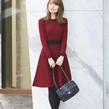 새상품 tocco closet 소매 리본 바이컬러 니트 원피스