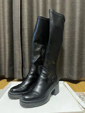 블랙 롱 부츠 합성 피혁 Seemi.byNICE CLAUP