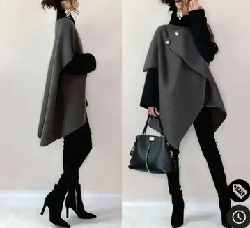 그레이 판초 A라인 버튼 포함