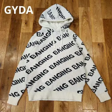 인기 상품 GYDA 니트 후드티 화이트 x 블랙