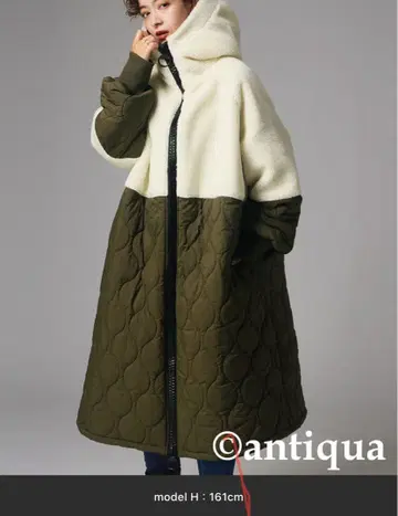 antiqua 플리스 퀼팅 롱 코트