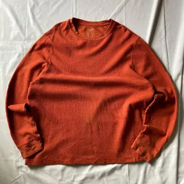 00s 써멀 롱T 와플 원단 오렌지 그런지 Y2K 헤이세이 구제 의류