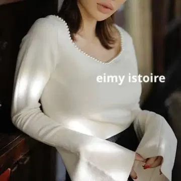 [ eimy istoire ] 펄 트리밍 플레어 슬리브 니트 풀오버