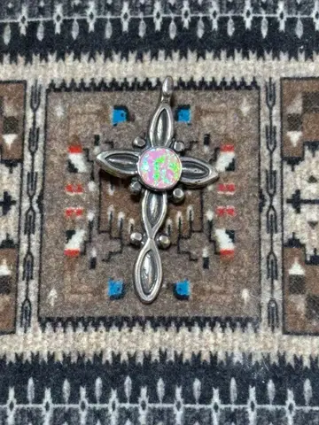 실버925 크로스형 목걸이 오팔