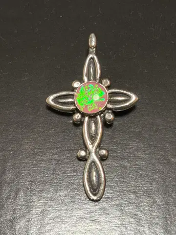 실버925 크로스형 목걸이 오팔