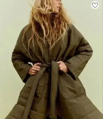 H&M 퀼팅 롱 코트 패디드 롱 코트 충전솜 코트
