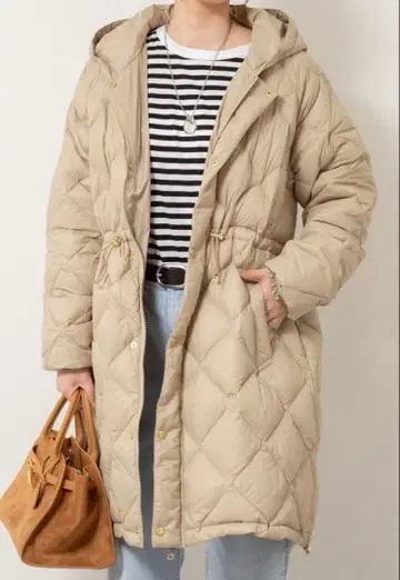 노리즈 [ TAION ] 별주 미들 기장 A 라인 후드 다운