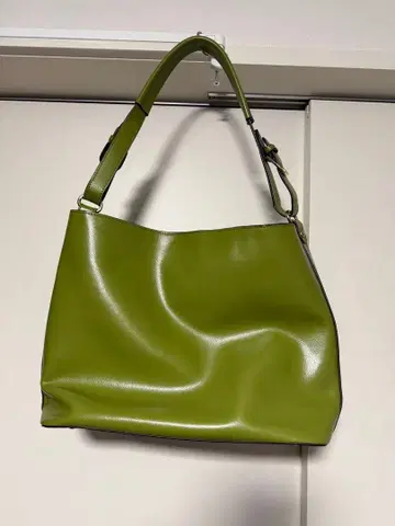 그린 천연 가죽 숄더백