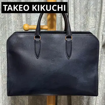 [ 다케오 키쿠치 ] 가죽 브리프 케이스 비즈니스 백 네이비