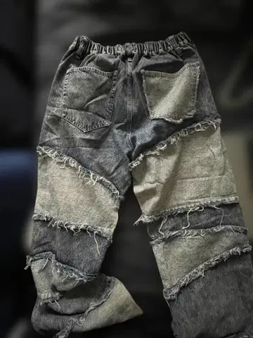 패치워크 디자인 그레이 계열 데님 팬츠 M