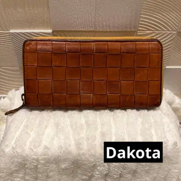 다코타 장지갑 뜨개질 가죽 브라운