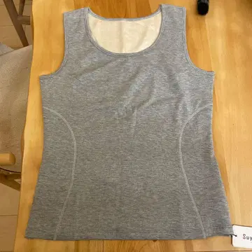 실크 기모 탱크탑 방한 도톰 그레이 멜란지 XL