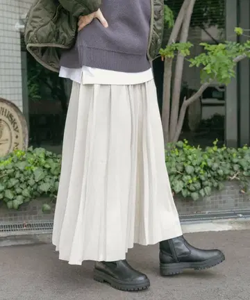 URBAN RESEARCH ITEMS 페이크 스웨이드 플리츠 스커트