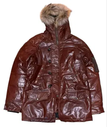 00s Y2K 밀리터리 가죽 n3-b 퍼 다운 자켓