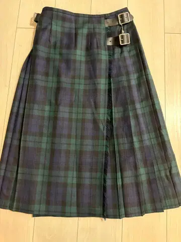 O'NEIL OF DUBLIN 그린 체크 플리츠 스커트