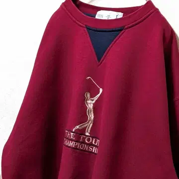 아이조드 클럽 투어 챔피언쉽 자수 맨투맨 와인 레드 빨간색 L 구제 의류