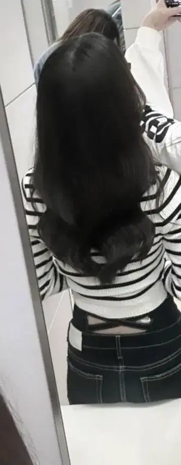 GYDA 크로스 스키니 데님 팬츠 인디고 XS