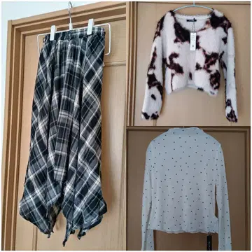 택 포함 새상품 non-hedge 3세트 롱 스커트, 니트, 티셔츠