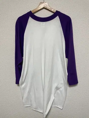 SOFFE 래글런 슬리브 티셔츠 XL 화이트/퍼플