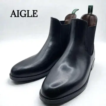 새상품급 AIGLE 블랙 첼시 부츠 사이드 고어 레인부츠 39