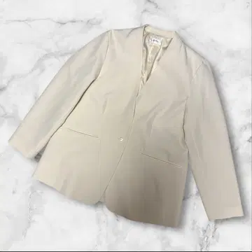 빅 사이즈 퓨어라스트 노카라 자켓 아이보리 15호 루즈핏