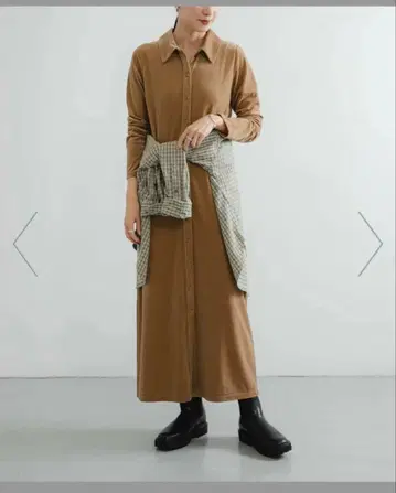 벨루어 셔츠 칼라 원피스