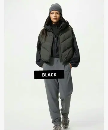 유니클로 퍼프 테크 크롭 베스트 [ BLACK ]