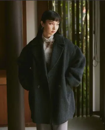 해피 존 / 울 블렌드 샤기 코쿤 P 코트 / happy john