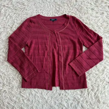 ROPE 긴팔 가디건 빨간색 스트라이프 M 사이즈