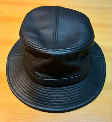 천연 가죽 버킷햇 L 블랙 새상품급
