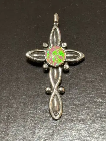 실버925 크로스형 목걸이 오팔