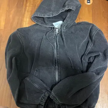 ZARA 다크 그레이 후드 부착 후드티 M 데님 후디