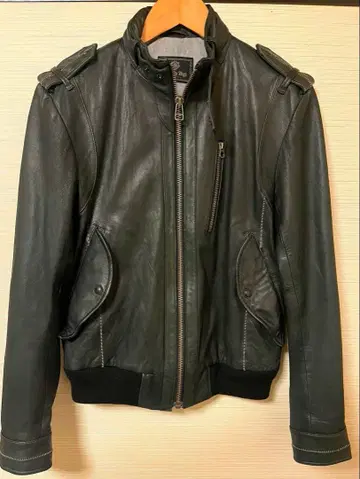 MEN'S BIGI 블랙 가죽 싱글 라이더 자켓