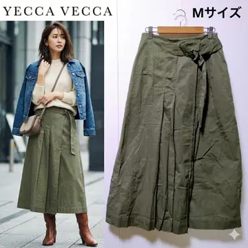 예카베카 랩풍 와이드 팬츠 카키 프리 사이즈 리본 벨트 포함